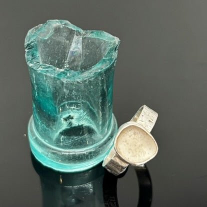 Grey Textured Sea Glass Ring