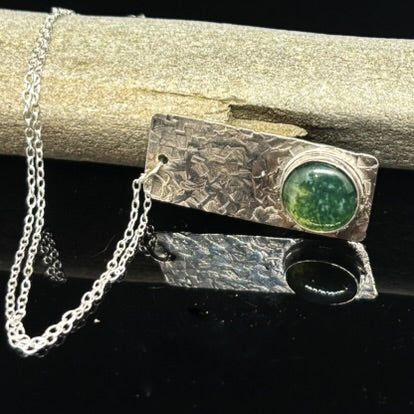 Moss Agate Textured Pendant