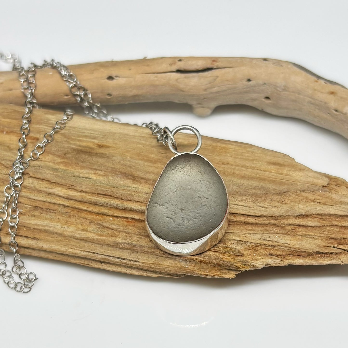 Dove Grey Sea Glass Pendant