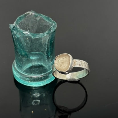 Grey Textured Sea Glass Ring