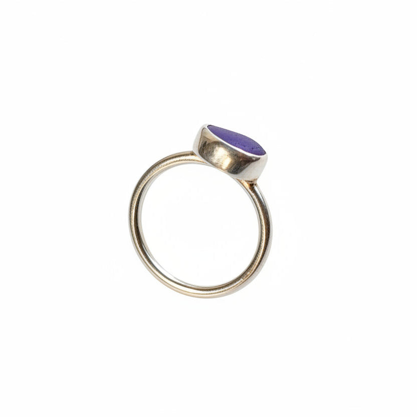 sterling silver and sea glass ring