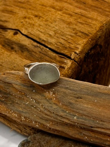 Oval Aqua Cornish and sterling silver ring