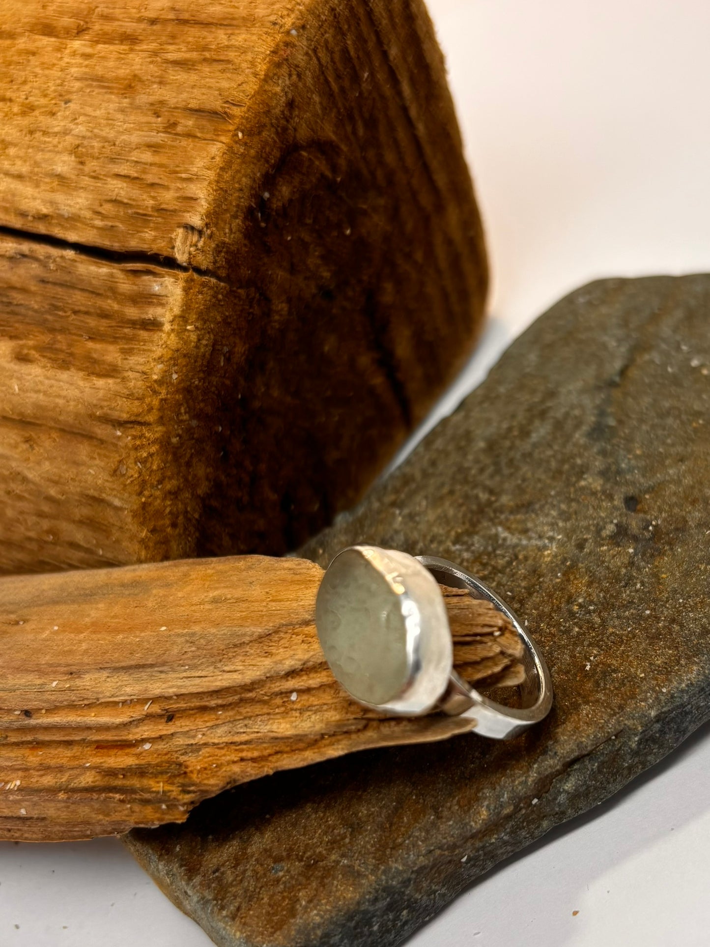 Oval Aqua Cornish and sterling silver ring