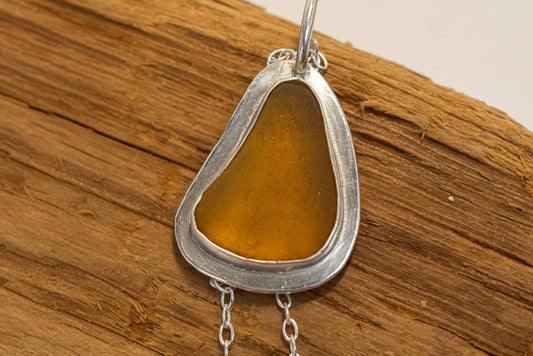 Yellow Sea Glass Pendant | Hand-Collected Seaham Silver Jewellery