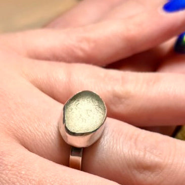 Oval Aqua Cornish and sterling silver ring