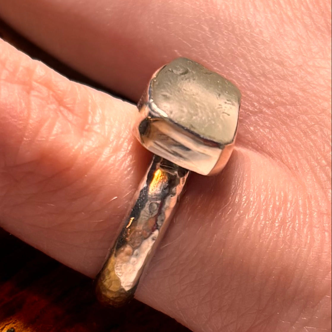 Cornish aqua sea glass silver ring
