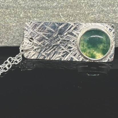 Moss Agate Textured Pendant
