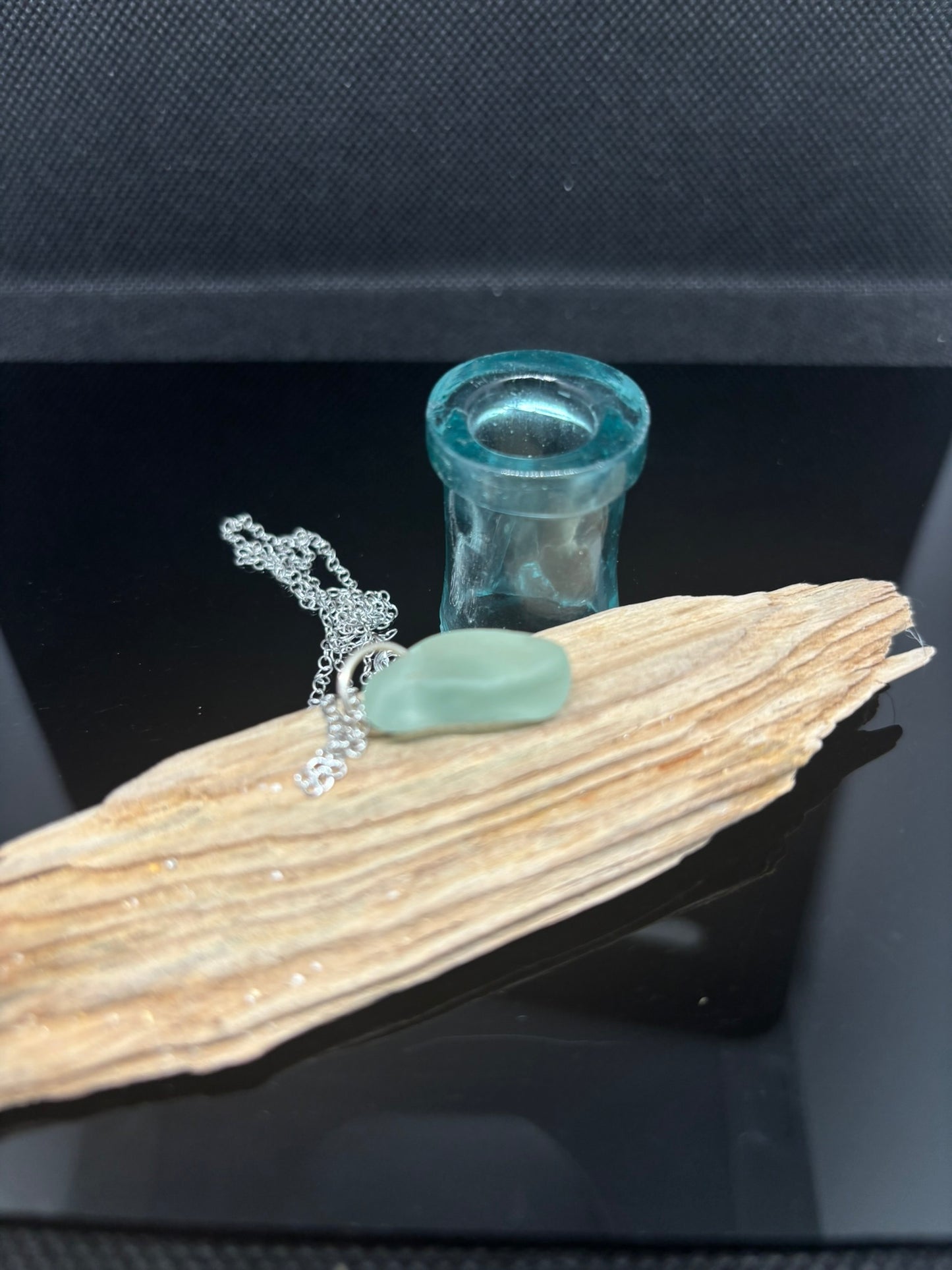 Aqua Sea Glass Pendant