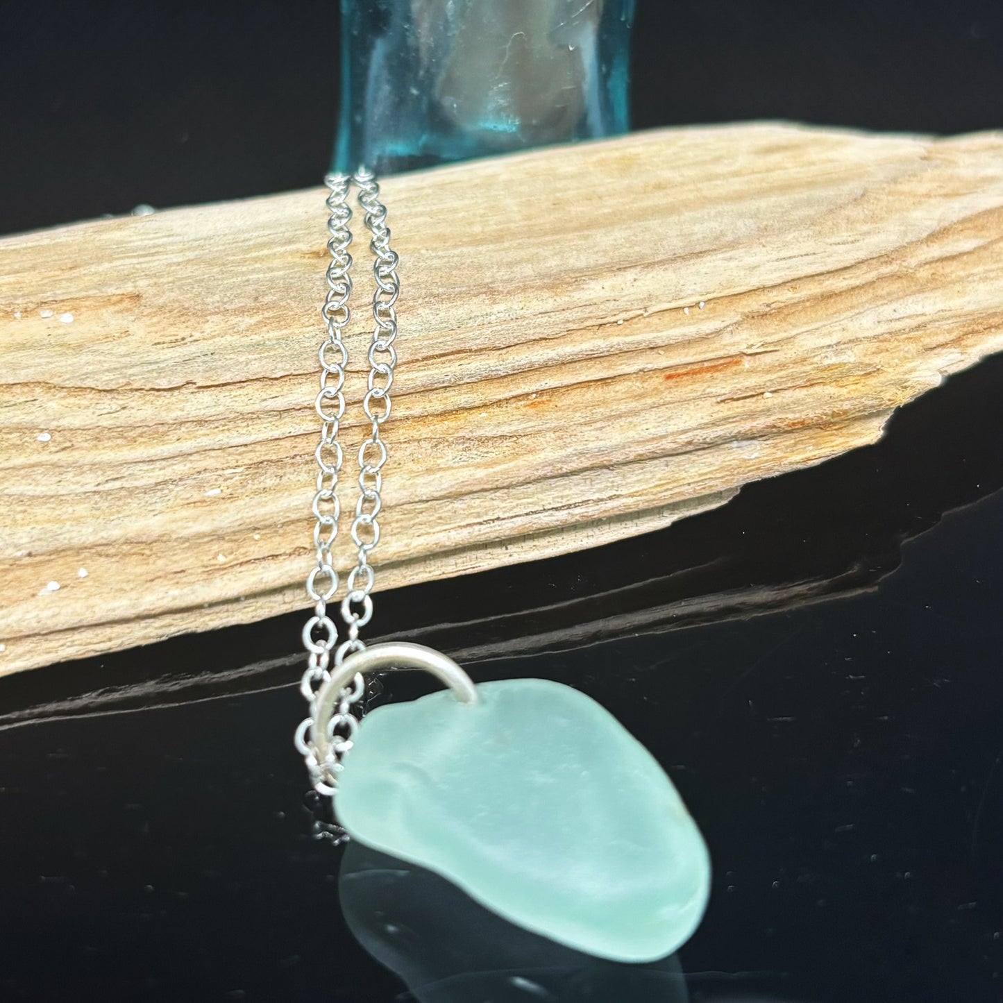 Aqua Sea Glass Pendant