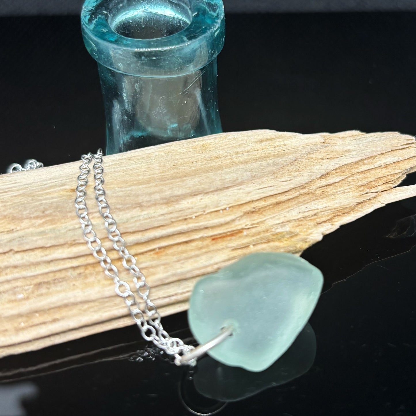 Aqua Sea Glass Pendant