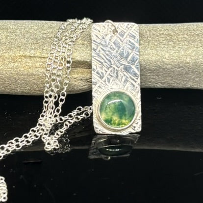 Moss Agate Textured Pendant
