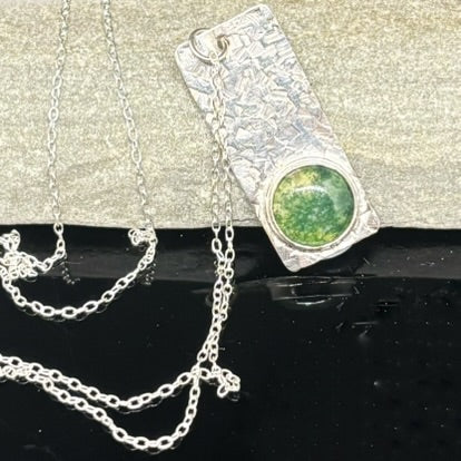 Moss Agate Textured Pendant