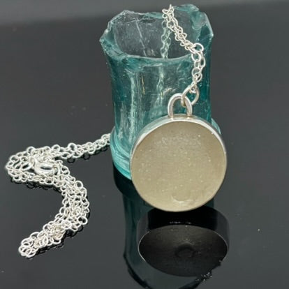 Grey Circular Sea Glass Pendant