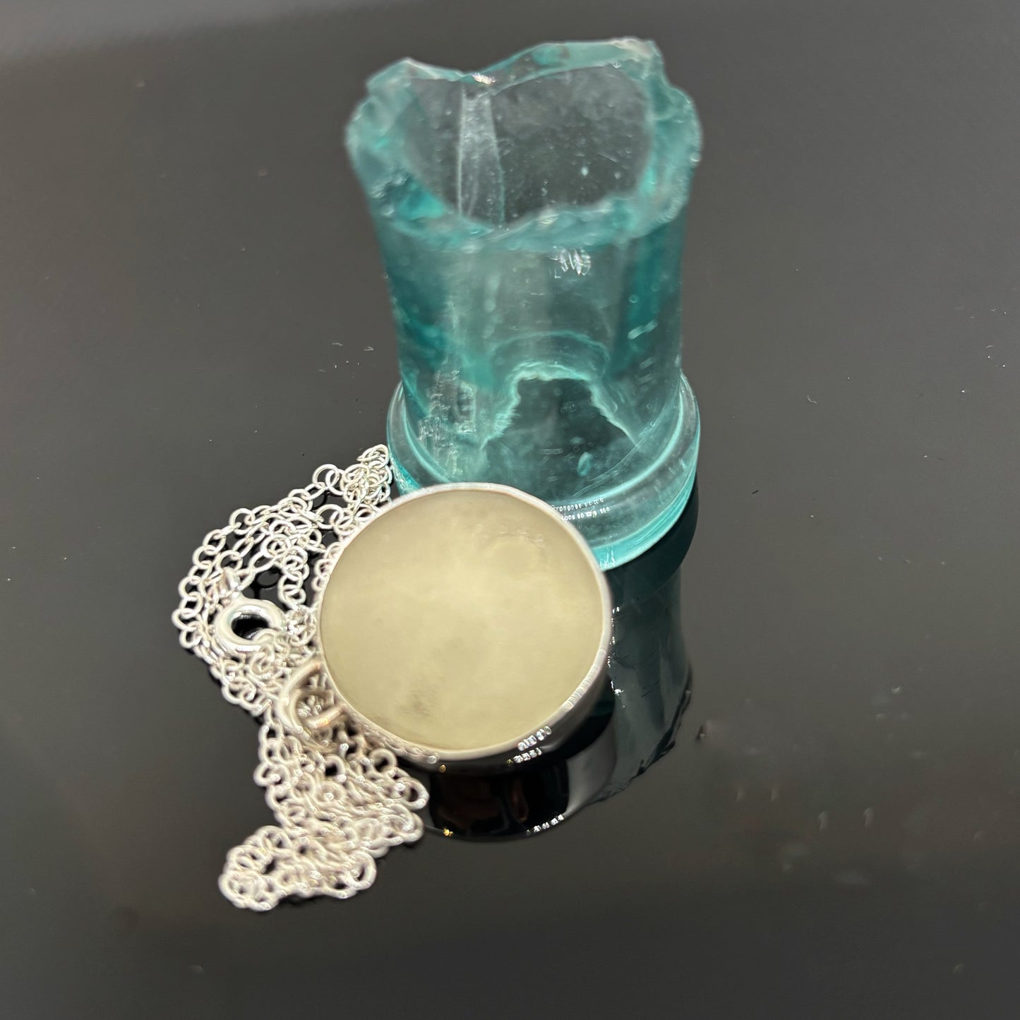 Grey Circular Sea Glass Pendant