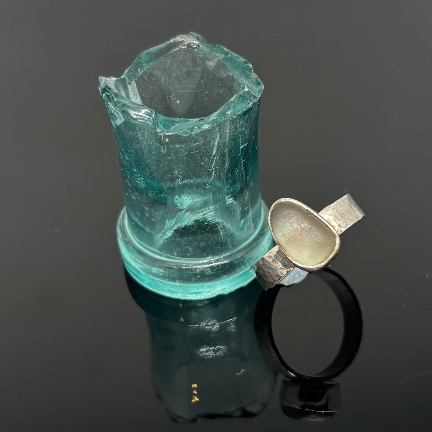 Smooth Pale Grey Textured Ring